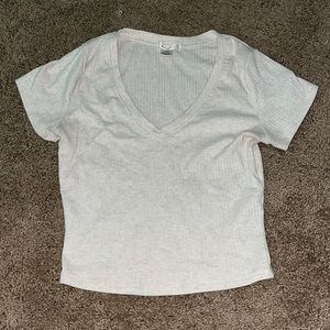 V-Neck Light Tan/Beige Top! Perfect for any occasion.